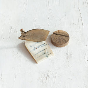 Mouse Shaped Cheese Knife w/Wood Stand