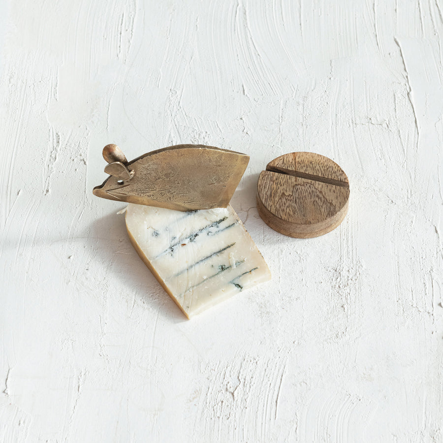 Mouse Shaped Cheese Knife w/Wood Stand