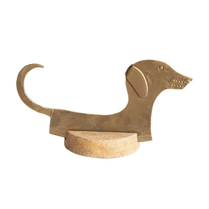 Hand-Forged Metal Dog Shaped Cheese Knife w/Wood Stand