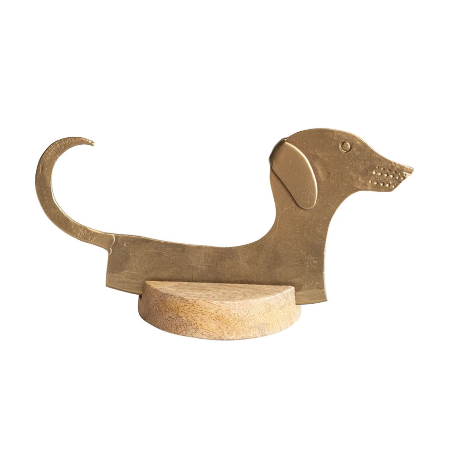 Hand-Forged Metal Dog Shaped Cheese Knife w/Wood Stand