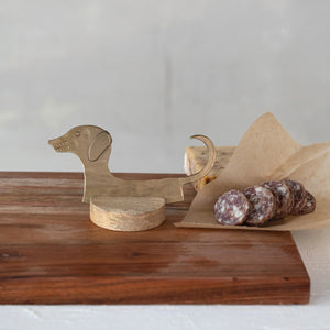 Hand-Forged Metal Dog Shaped Cheese Knife w/Wood Stand