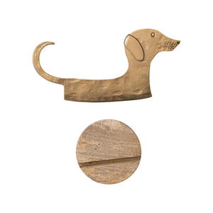 Hand-Forged Metal Dog Shaped Cheese Knife w/Wood Stand