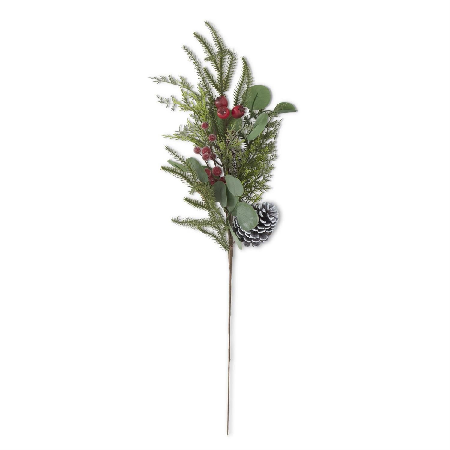 Mixed Pine & Eucalyptus Stem w/Iced Red Berry Pods & Pinecones