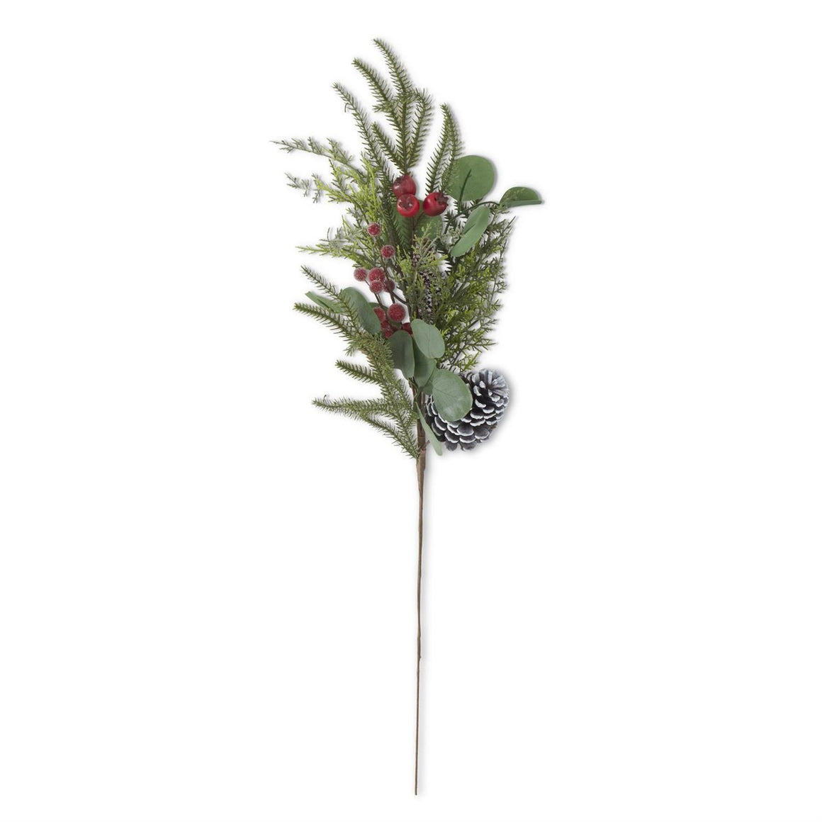 Mixed Pine & Eucalyptus Stem w/Iced Red Berry Pods & Pinecones