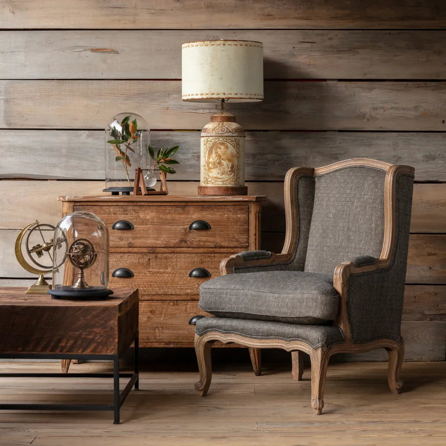 Indigo Tweed Wing Chair