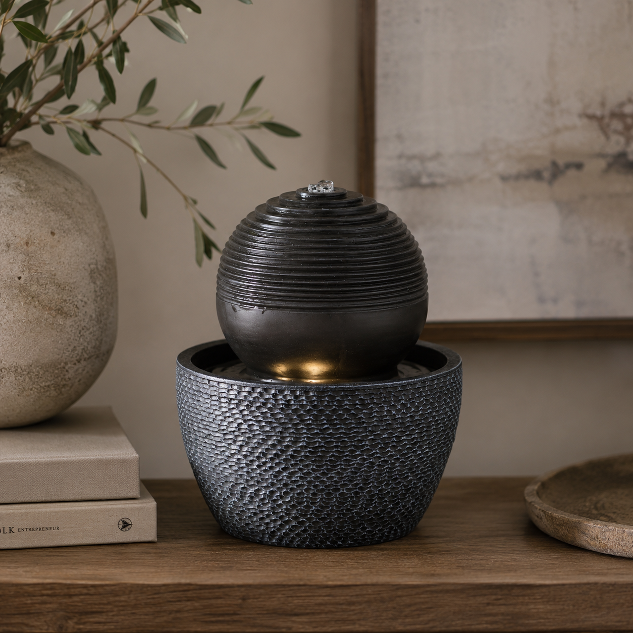 Gray & Black Tabletop Fountain