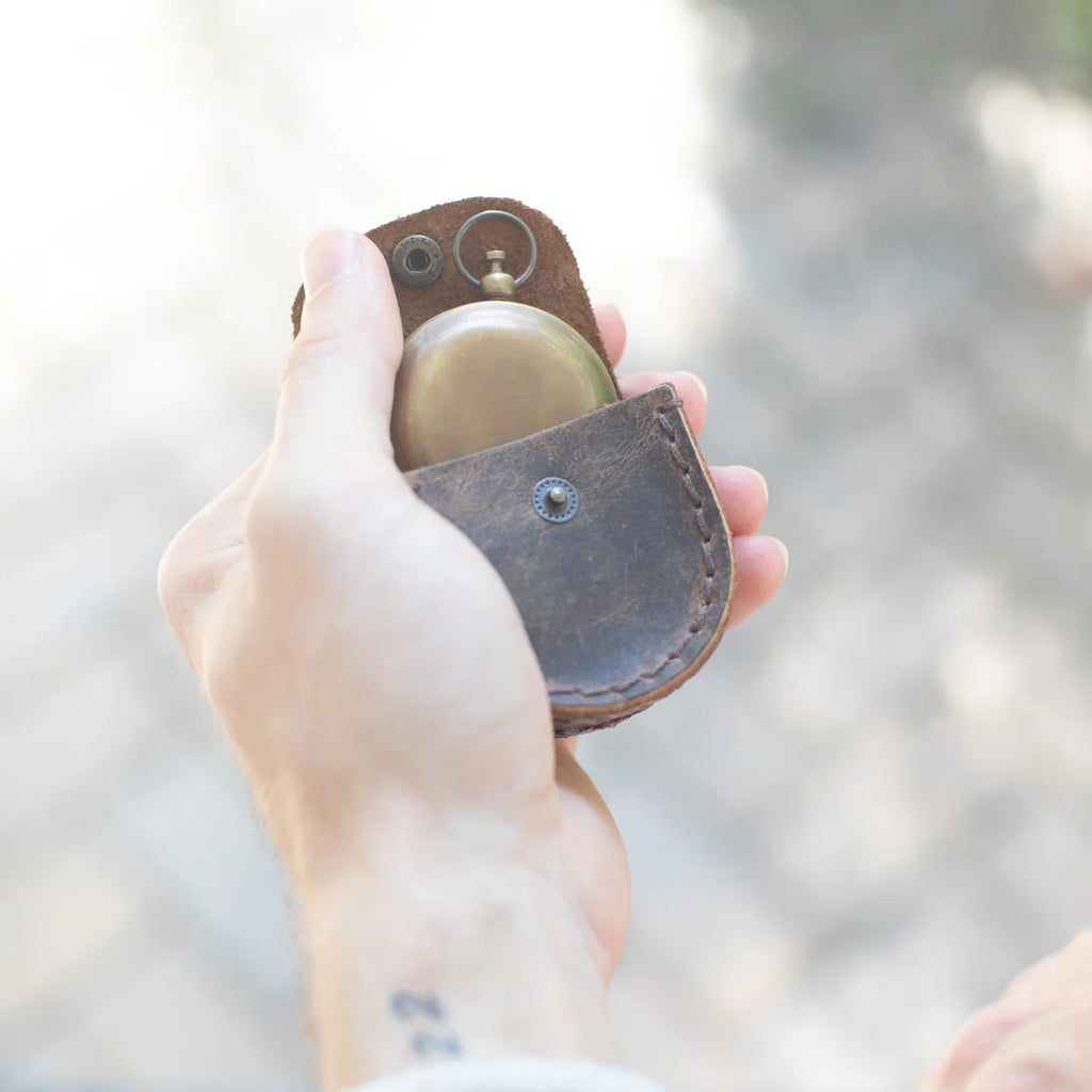Compass w/Leather Pouch | Steer By The Compass Of Your Soul