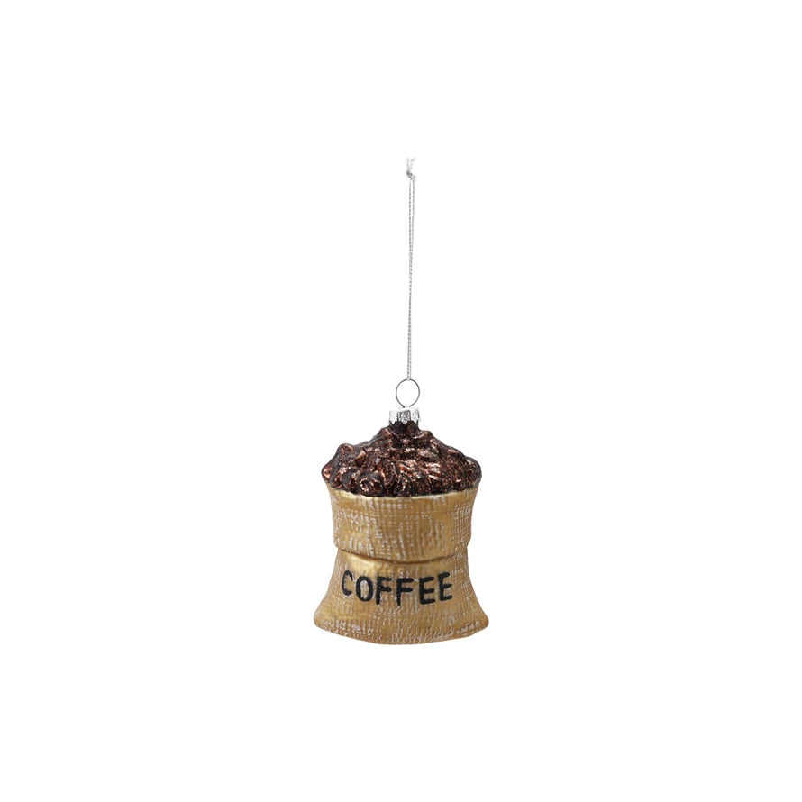 Glass Coffee Bean Sack Ornament