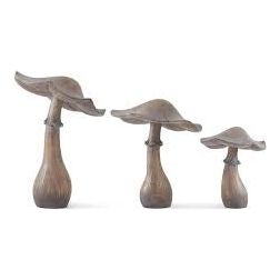 Gray Washed Brown Resin Mushroom