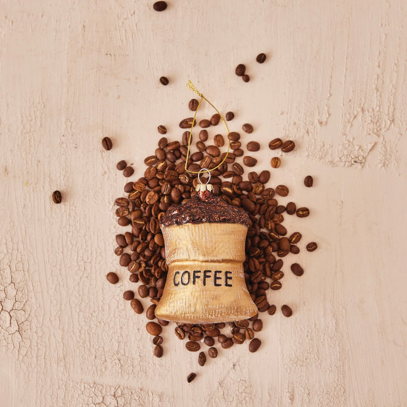 Glass Coffee Bean Sack Ornament