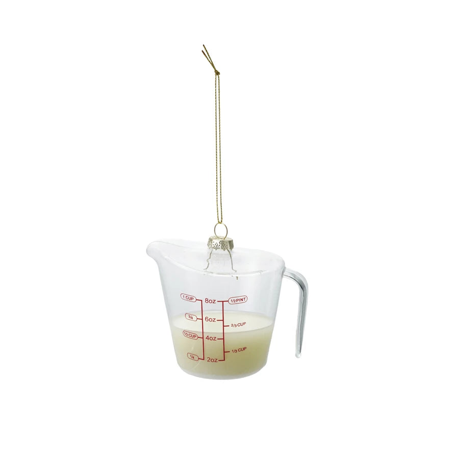 Glass Liquid Measuring Cup w/Milk Ornament