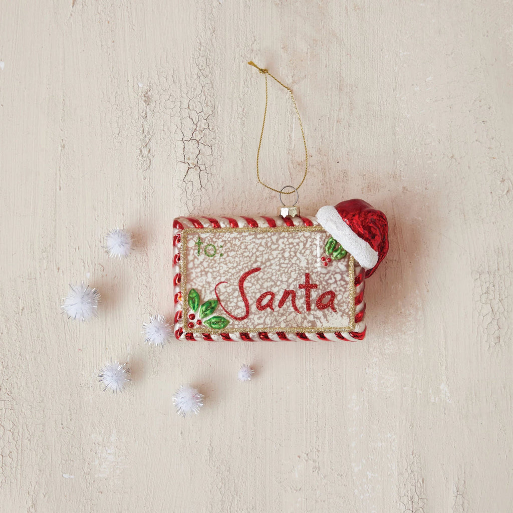 Glass Letter to Santa Ornament