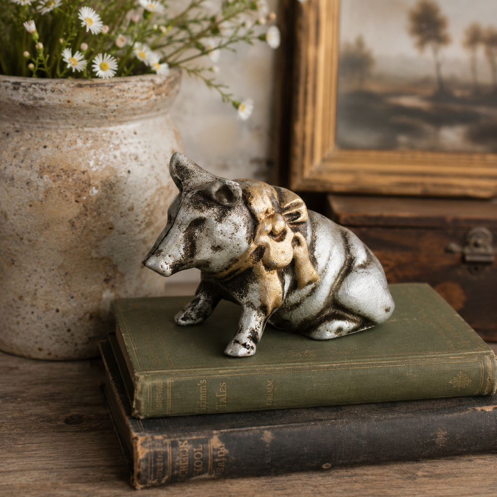Vintage Cast Metal Pig Bank