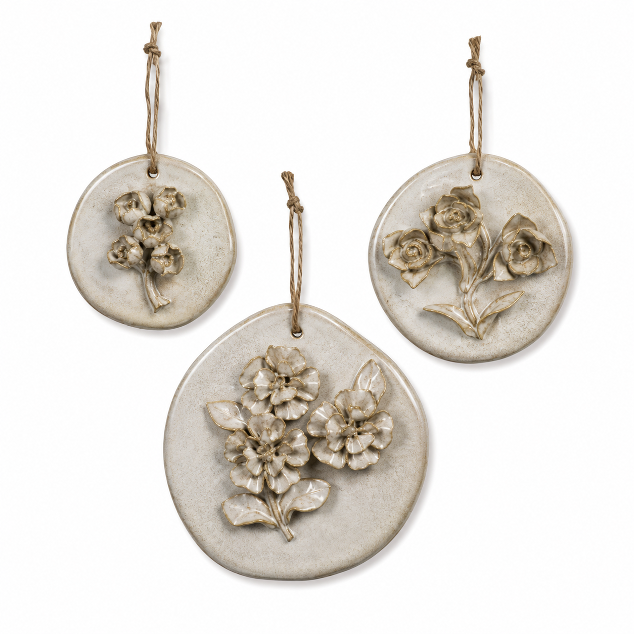 S/3 Botanical Ceramic Wall Blooms