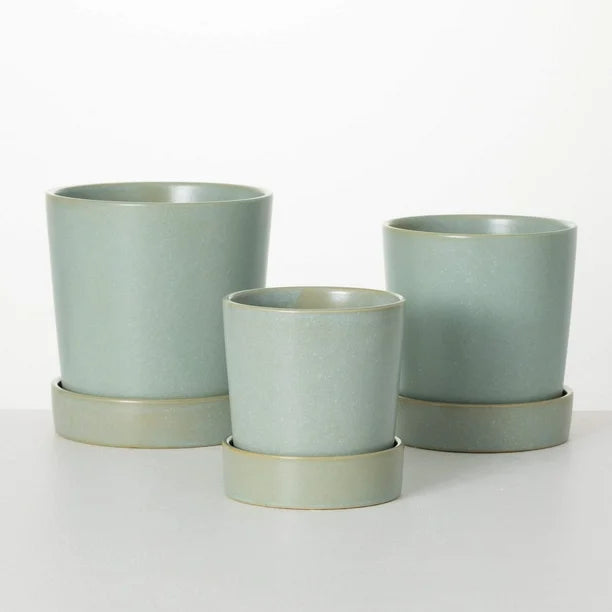Ceramic Planter w/Saucer | Blue