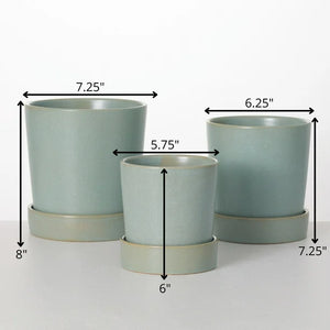 Ceramic Planter w/Saucer | Blue