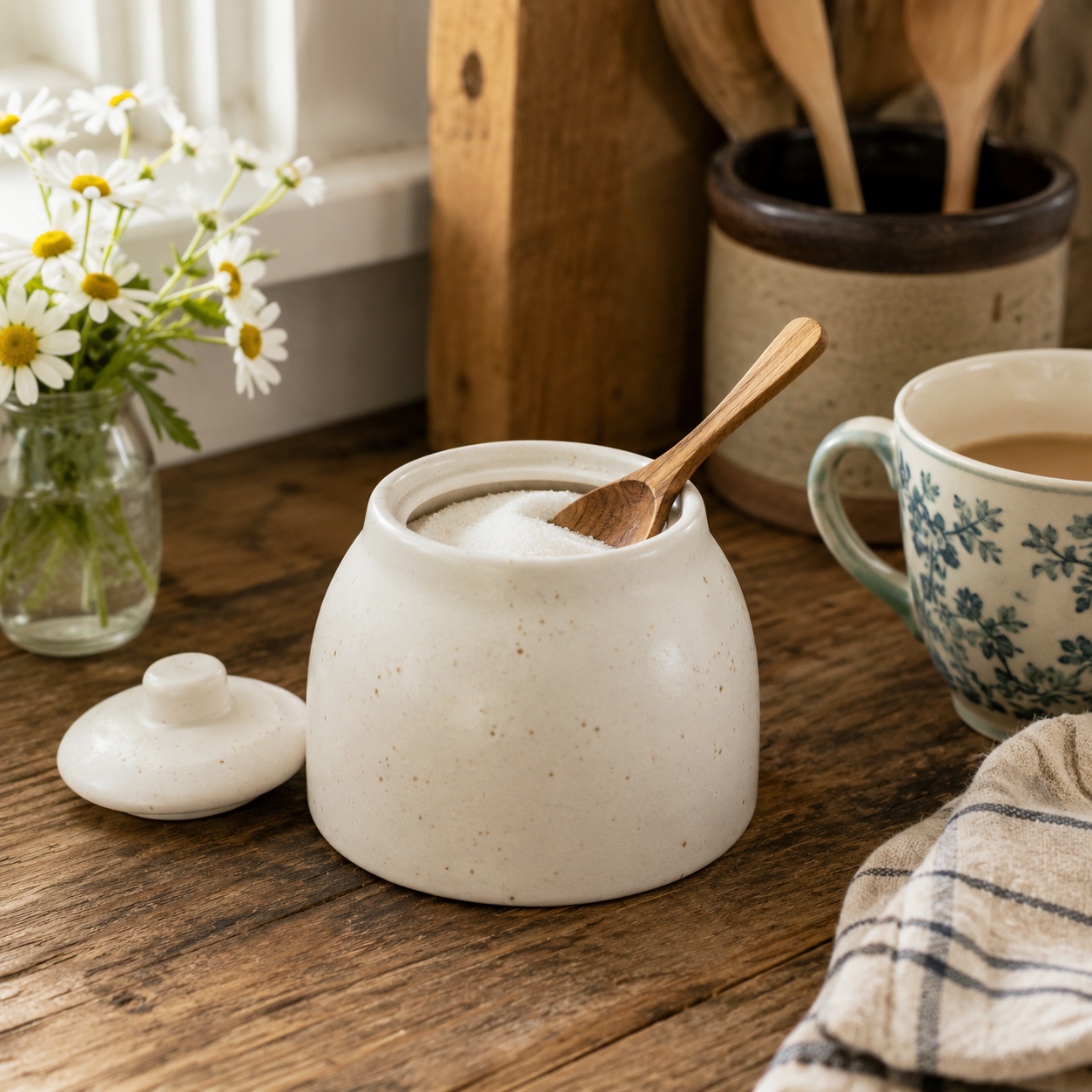 Speckled Ceramic Sugar Jar with Lid