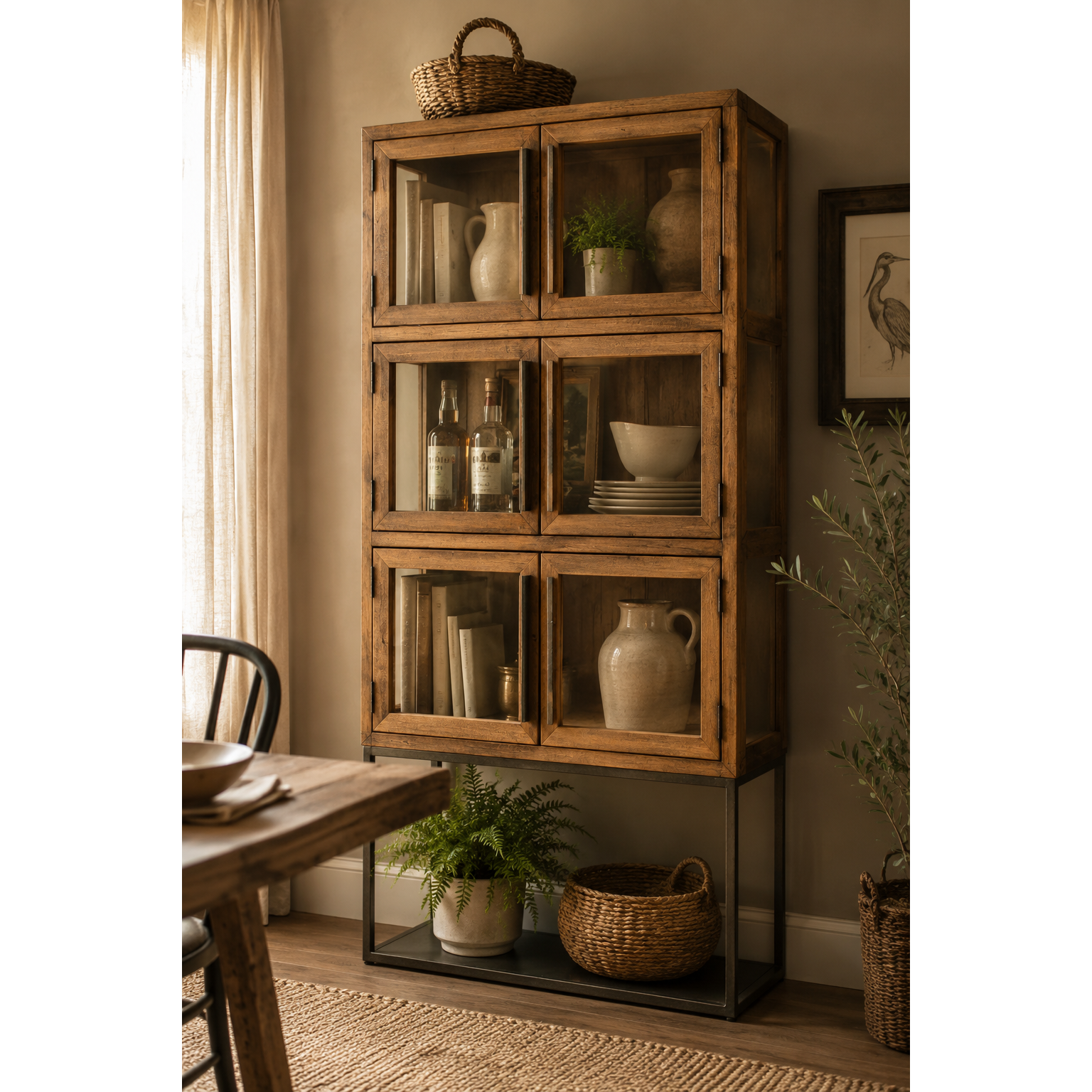 Wood & Metal Display Cabinet