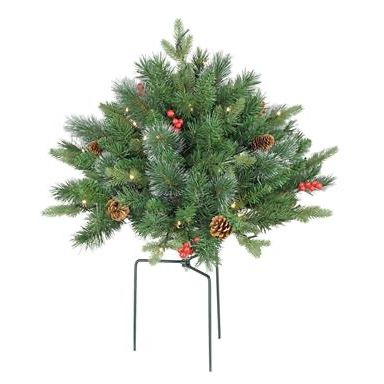 18” Pre-Lit Frosted Pine & Berry Porch Tree