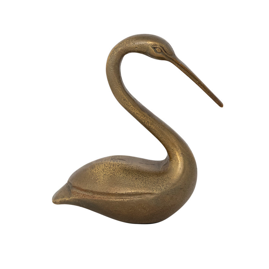 Antique Brass Swan Figurine