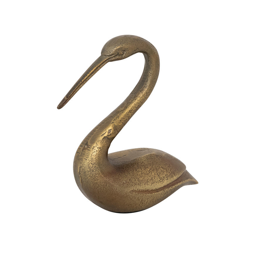Antique Brass Swan Figurine