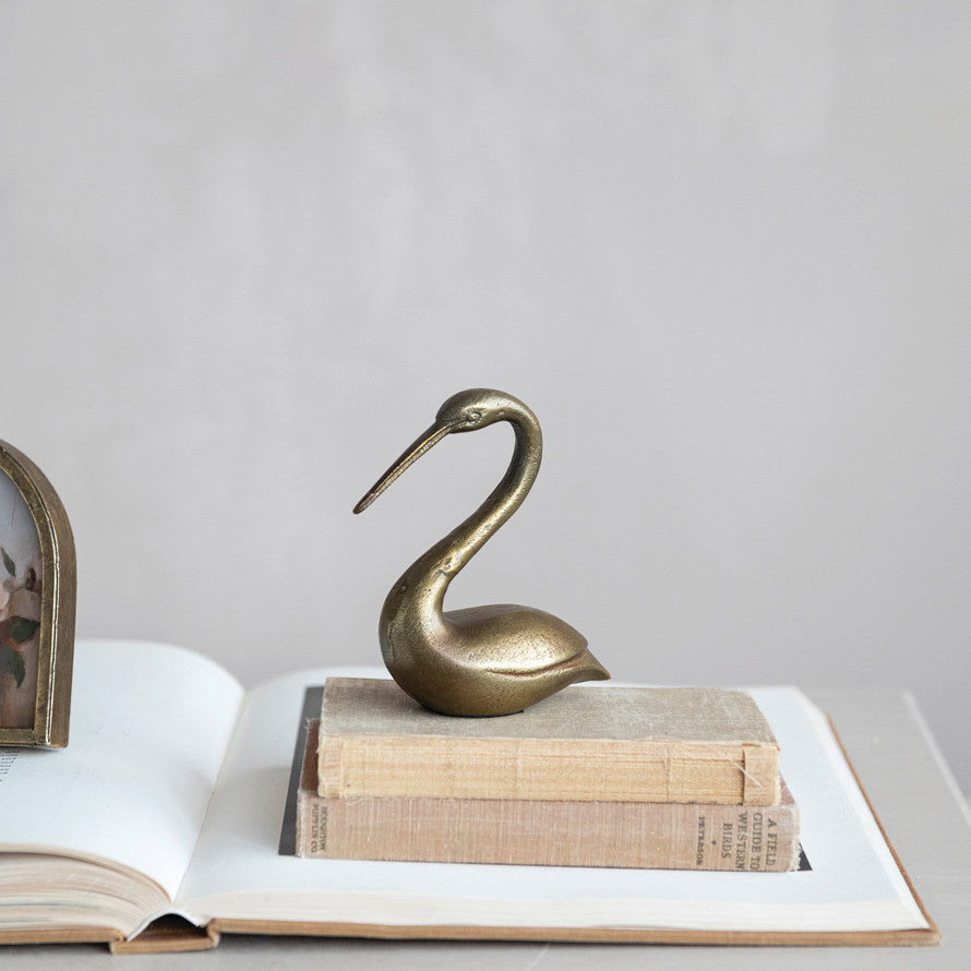 Antique Brass Swan Figurine