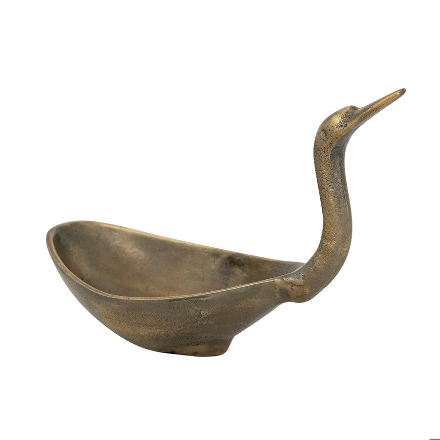 Antique Brass Swan Decorative Bowl