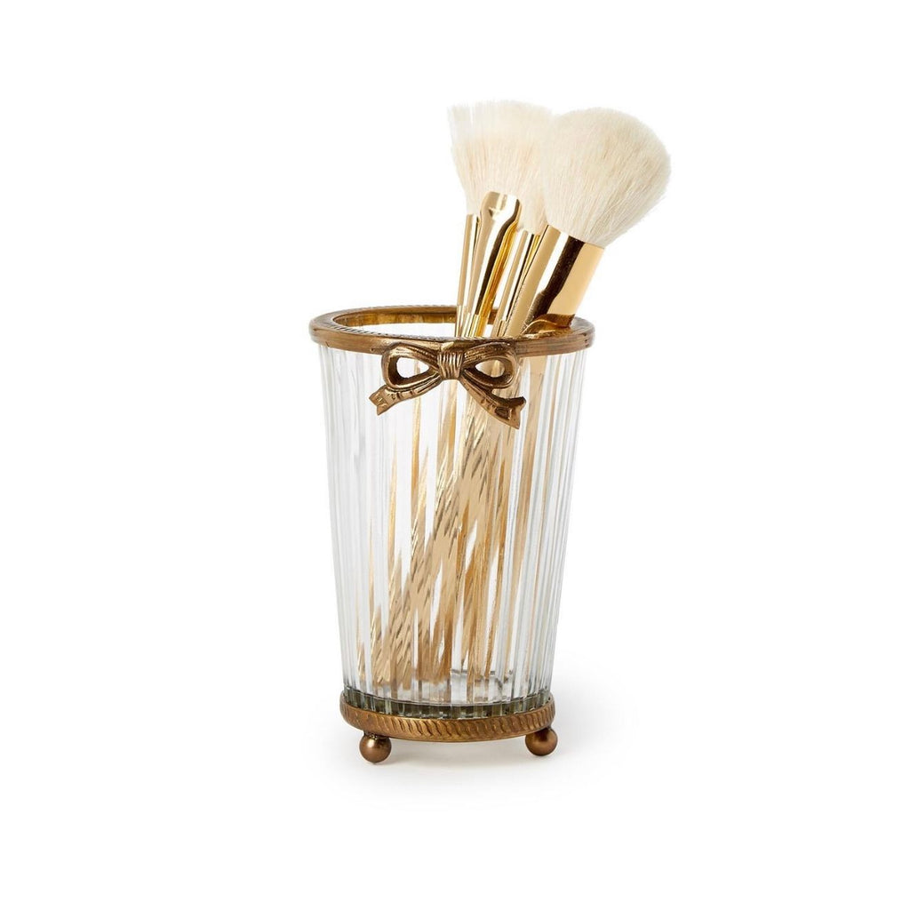 Antique Gold Bow-Trimmed Glass Vase