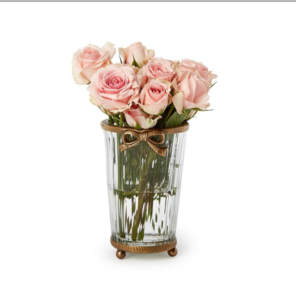Antique Gold Bow-Trimmed Glass Vase