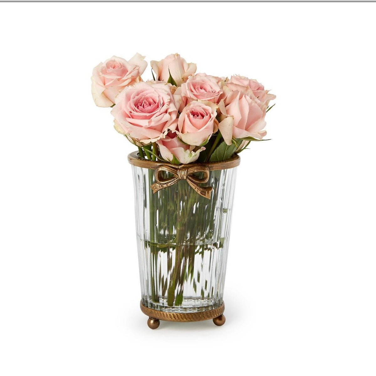 Antique Gold Bow-Trimmed Glass Vase