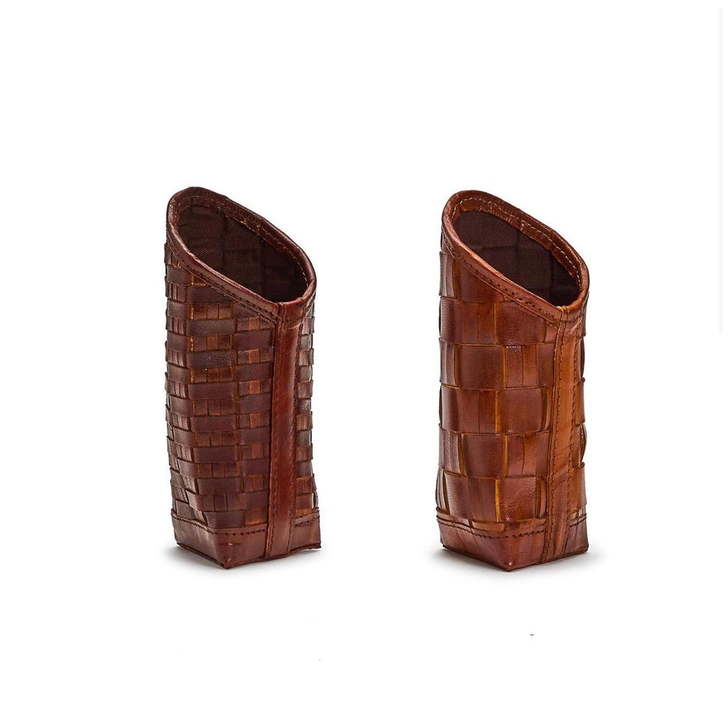Chestnut Woven Leather Eyeglass Holder