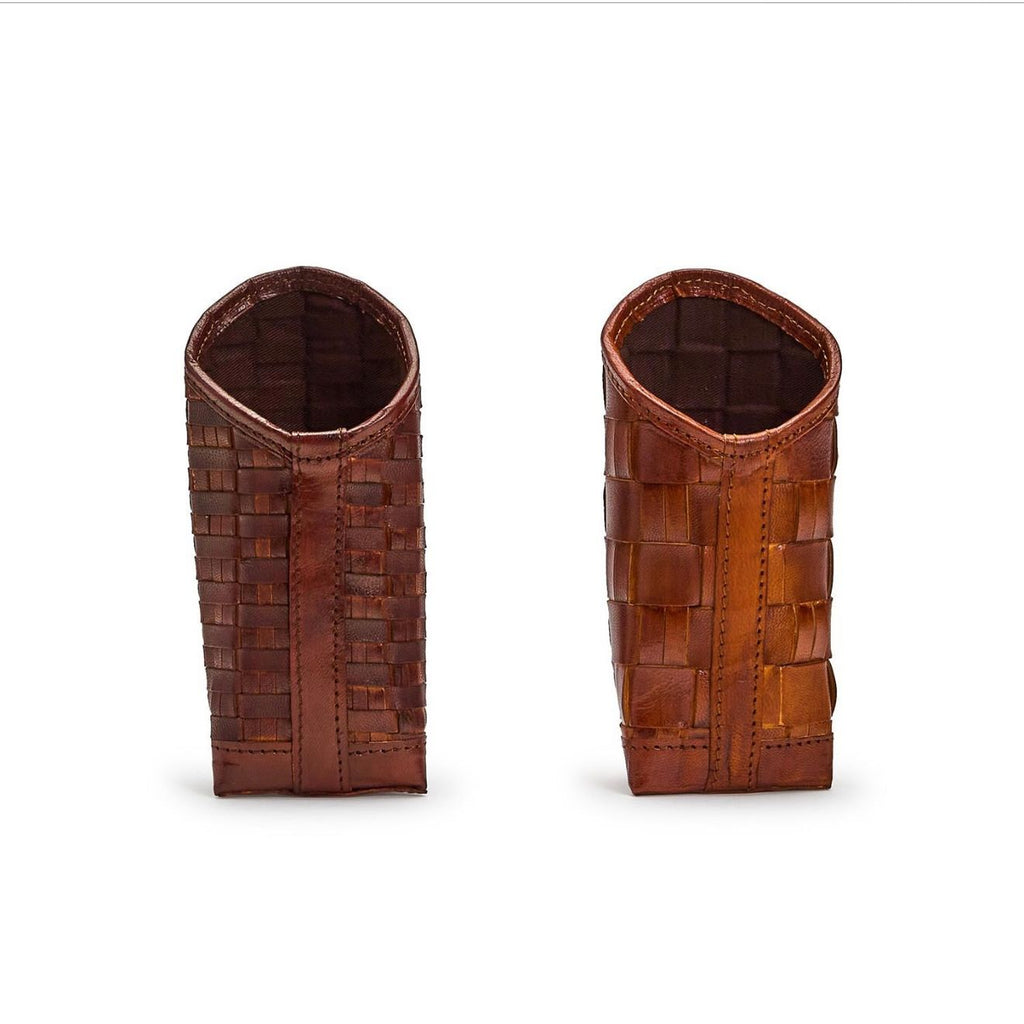 Chestnut Woven Leather Eyeglass Holder