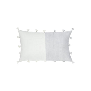 Light Grey Tassels Linen Pillow | 12" x 20"