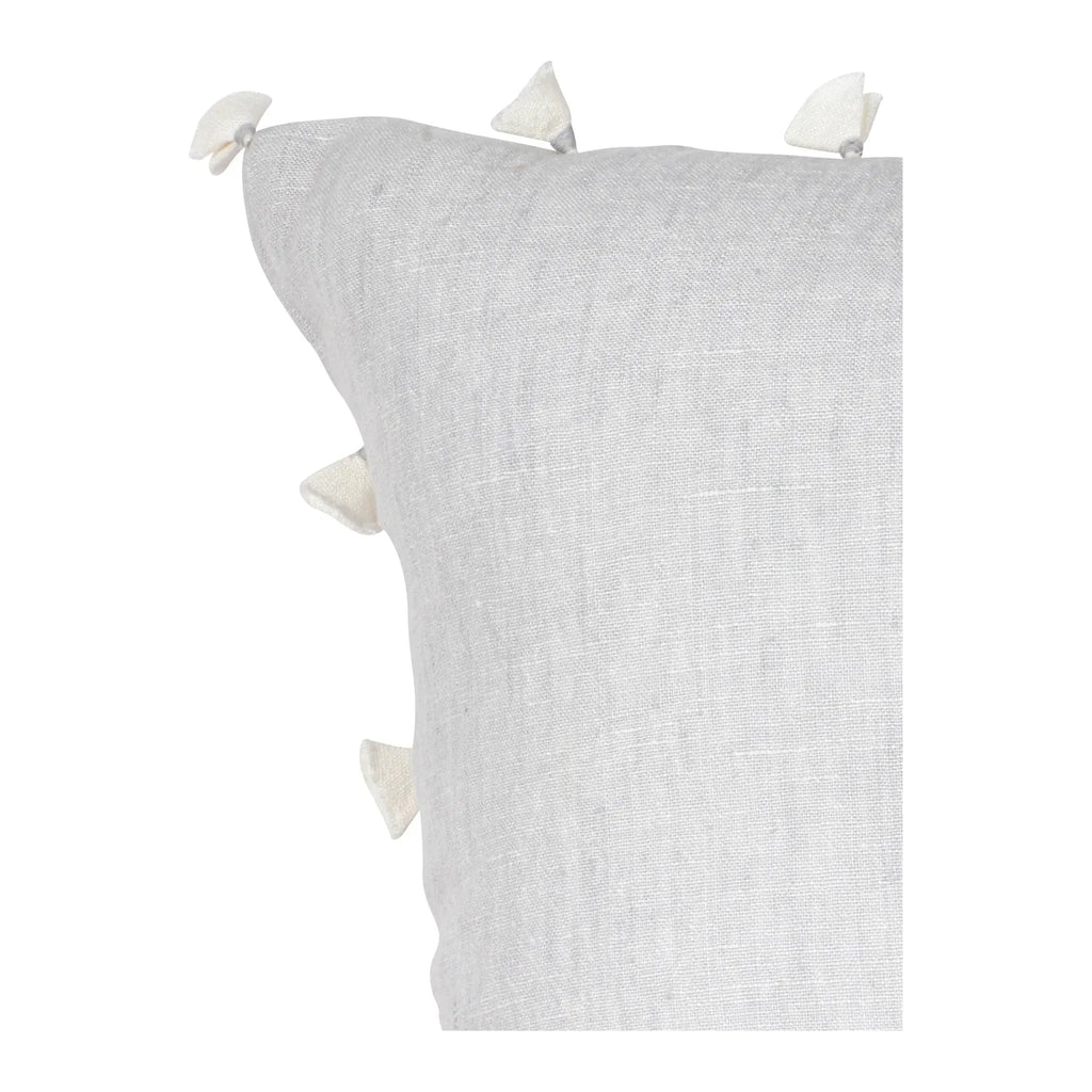 Light Grey Tassels Linen Pillow | 12" x 20"