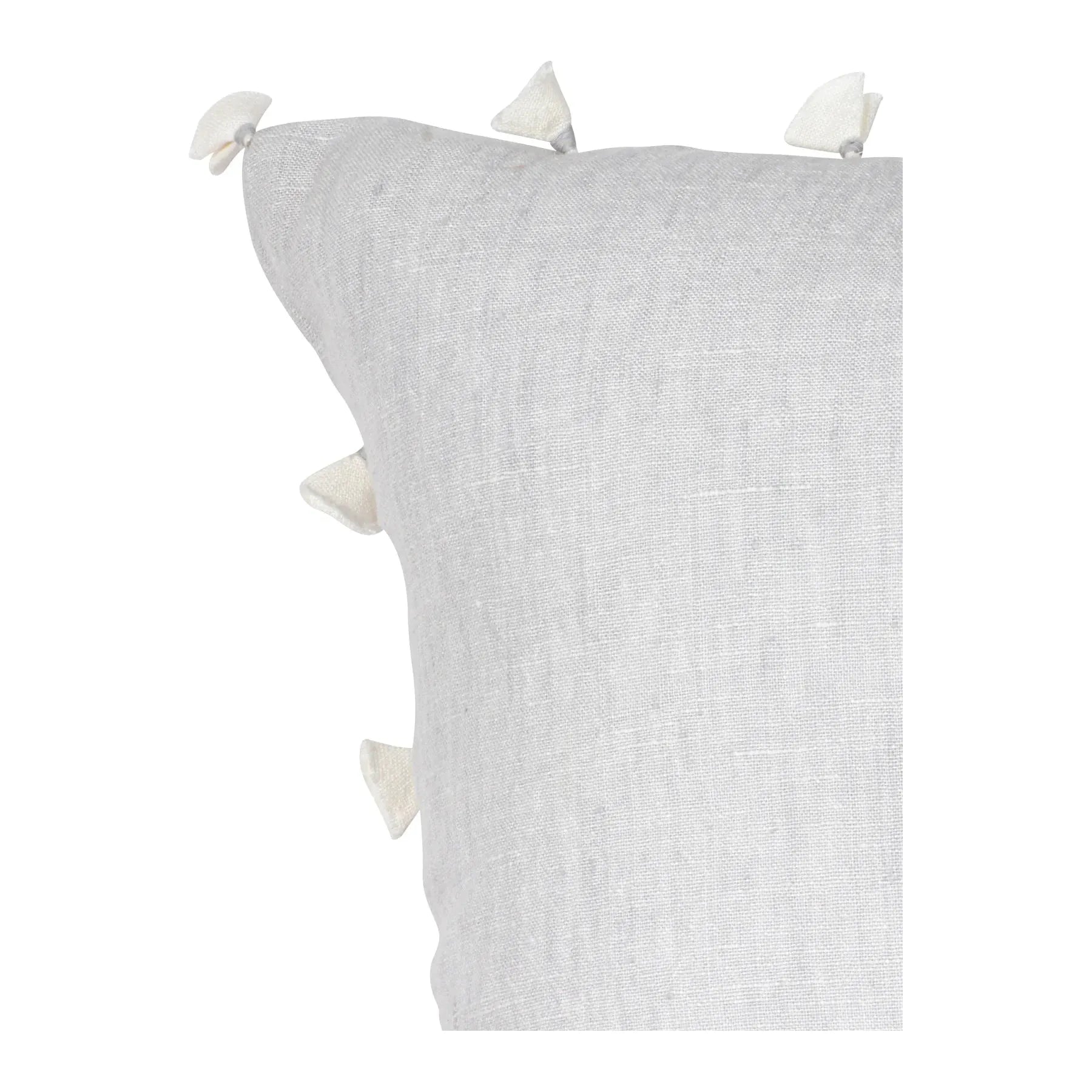 Light Grey Tassels Linen Pillow | 12" x 20"