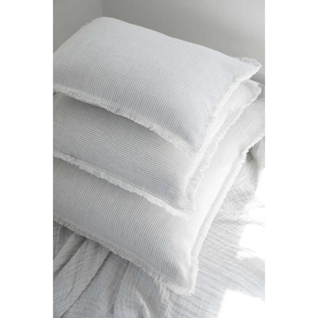Lt. Grey & White Striped Linen Pillow | 20" x 20"