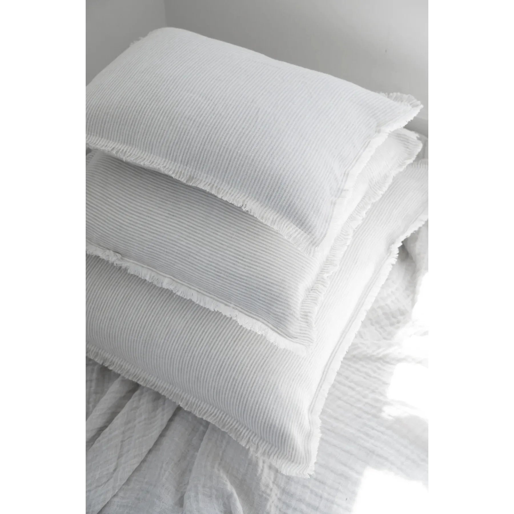 Lt. Grey & White Striped Linen Pillow | 20" x 20"