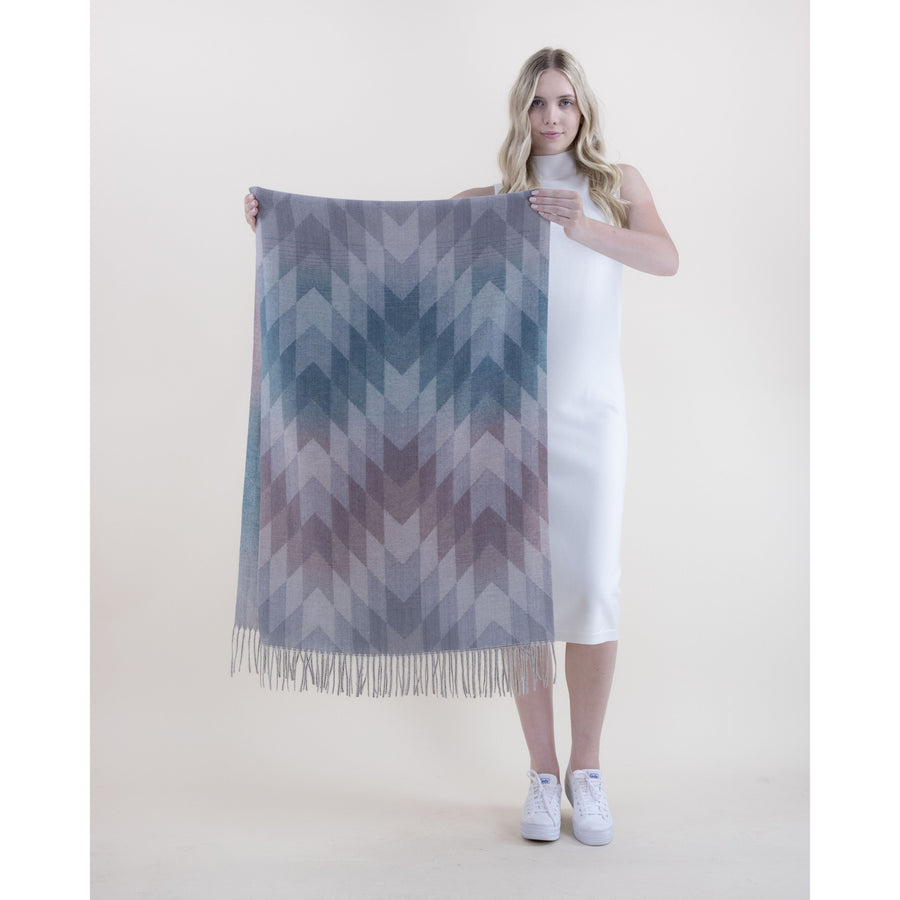 Gradient Chevron Scarf w/Fringe