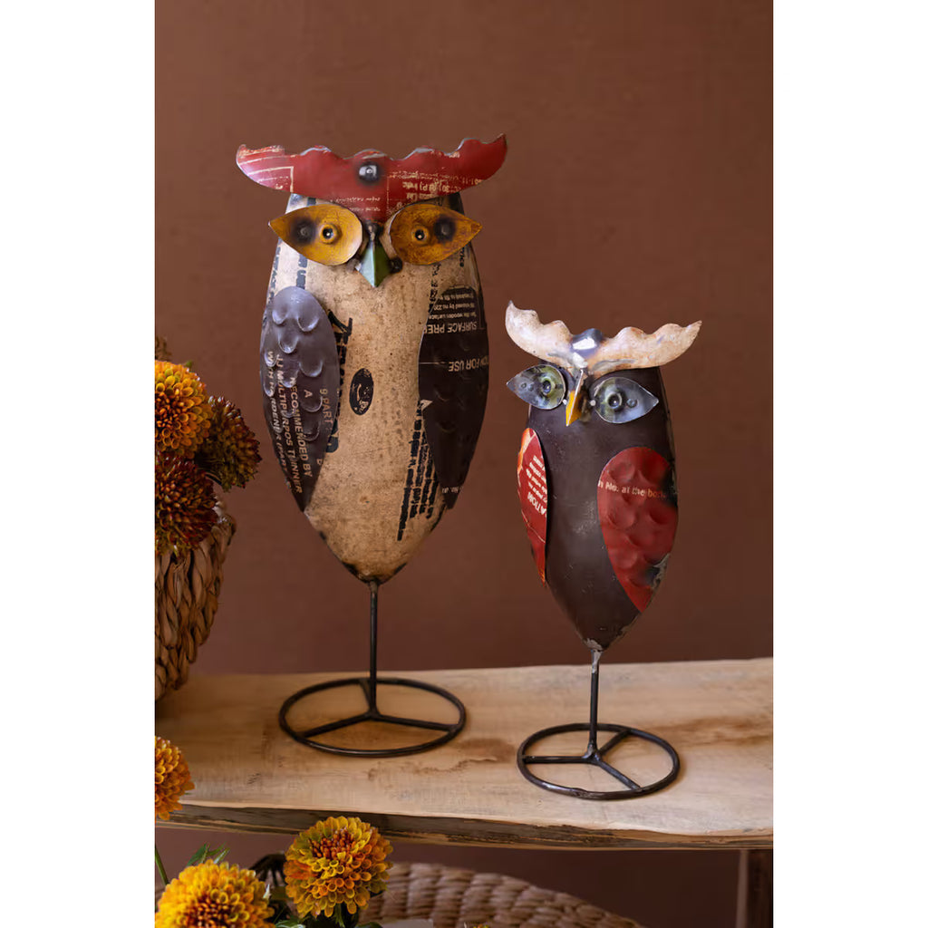 S/2 Recycled Iron Owls on Stand