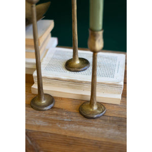 Antique Brass Finish Metal Taper Candle Holders