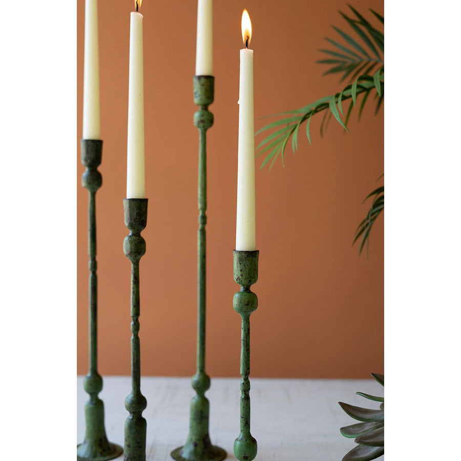 S/4 Green Forged Iron Candle Holder