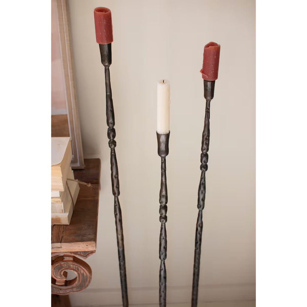 S/3 Tall Forged Iron Taper Candle Holders