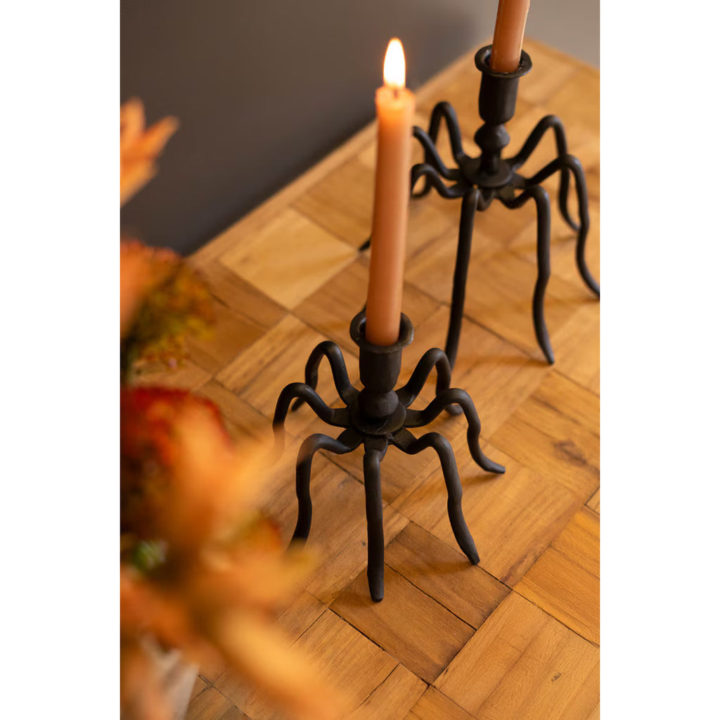 S/2 Cast Iron Spider Taper Candleholders