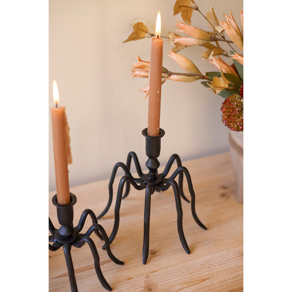 S/2 Cast Iron Spider Taper Candleholders