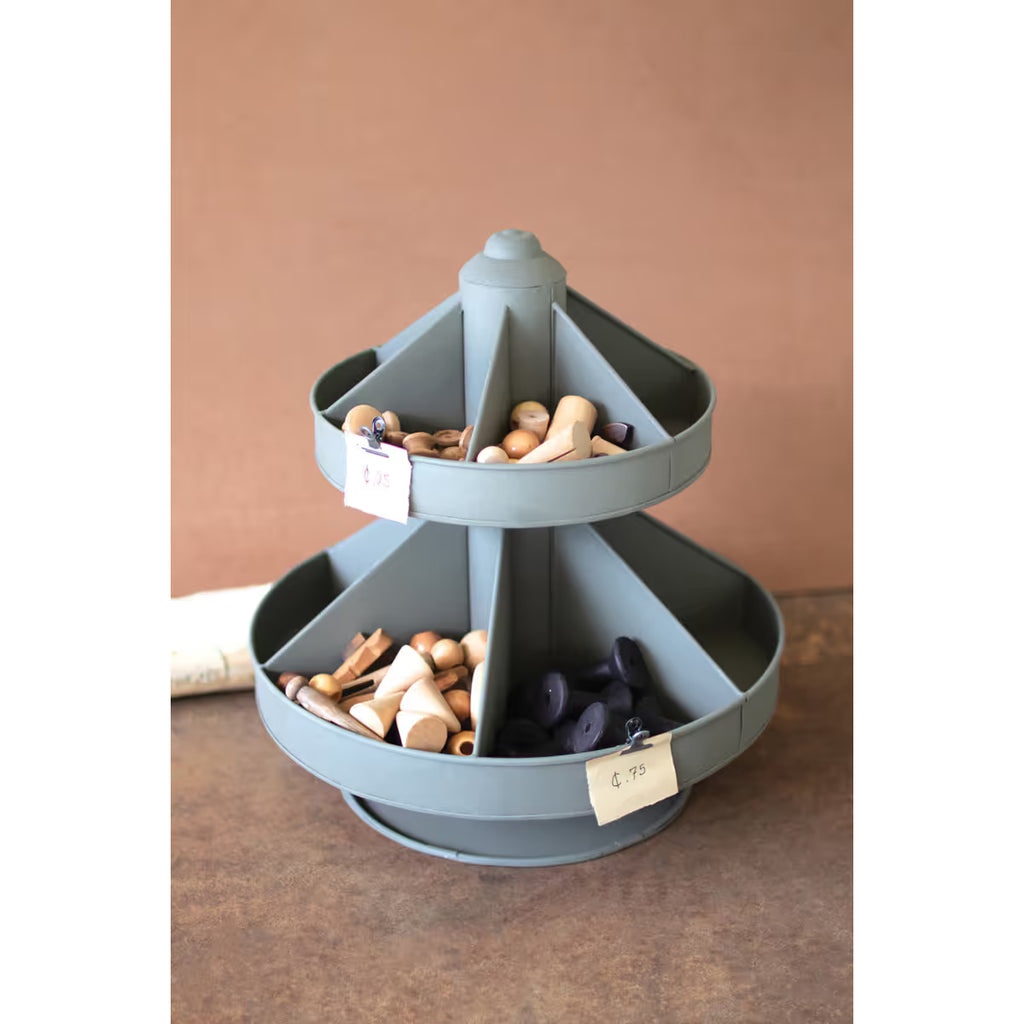 Two-Tiered Round Metal Rotating Organizer