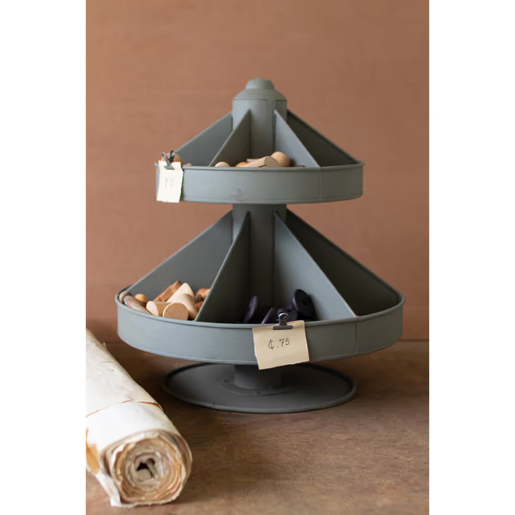 Two-Tiered Round Metal Rotating Organizer