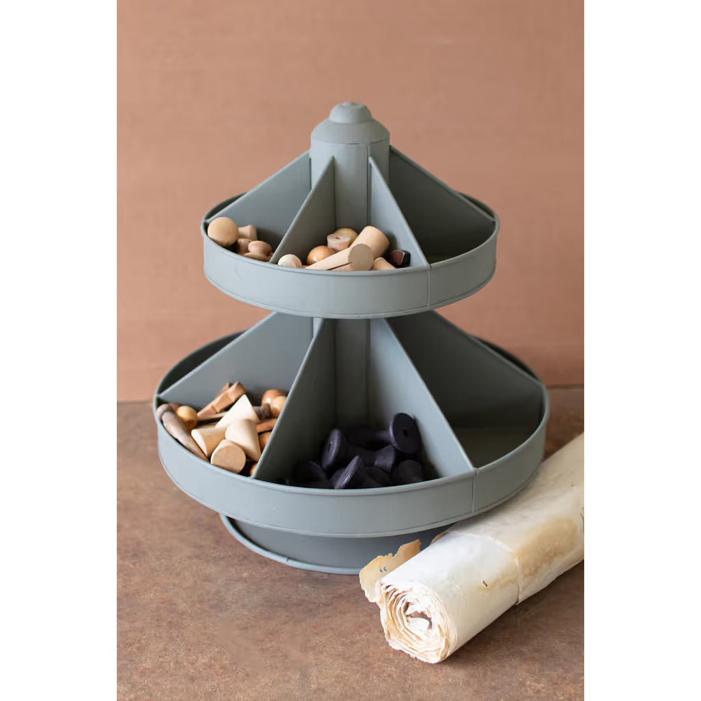 Two-Tiered Round Metal Rotating Organizer