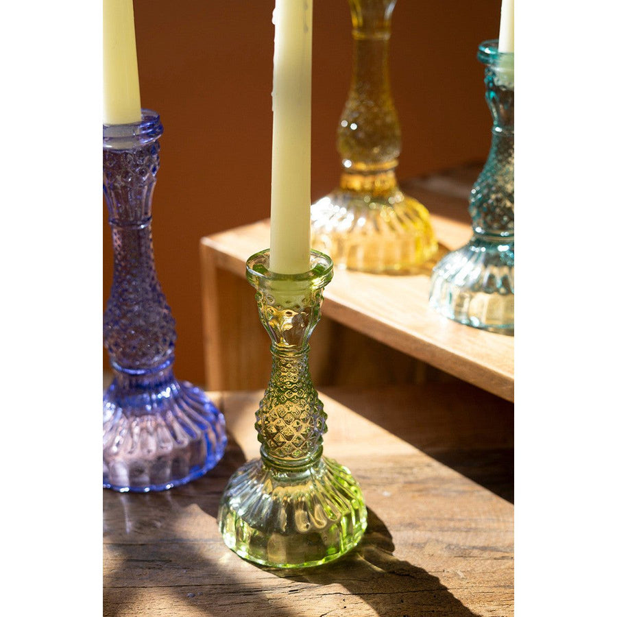 Colored Glass Taper Candle Holder
