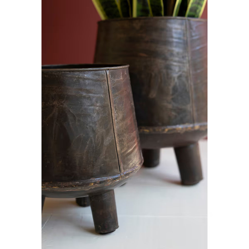 Hand-Hammered Iron Planter w/Legs