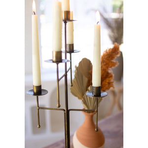 Antique Brass Tabletop Candelabra w/5 Taper Candle Holders